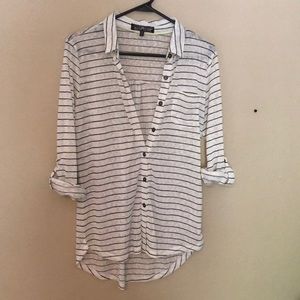 Black and white stripe button up
